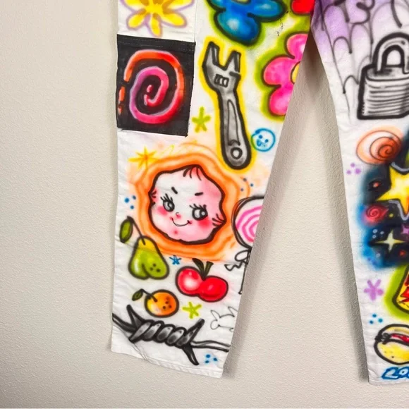Small Women’s Graffiti Art Spray Art Painters Pants Street Wear 30 x 30 - Picture 8 of 17